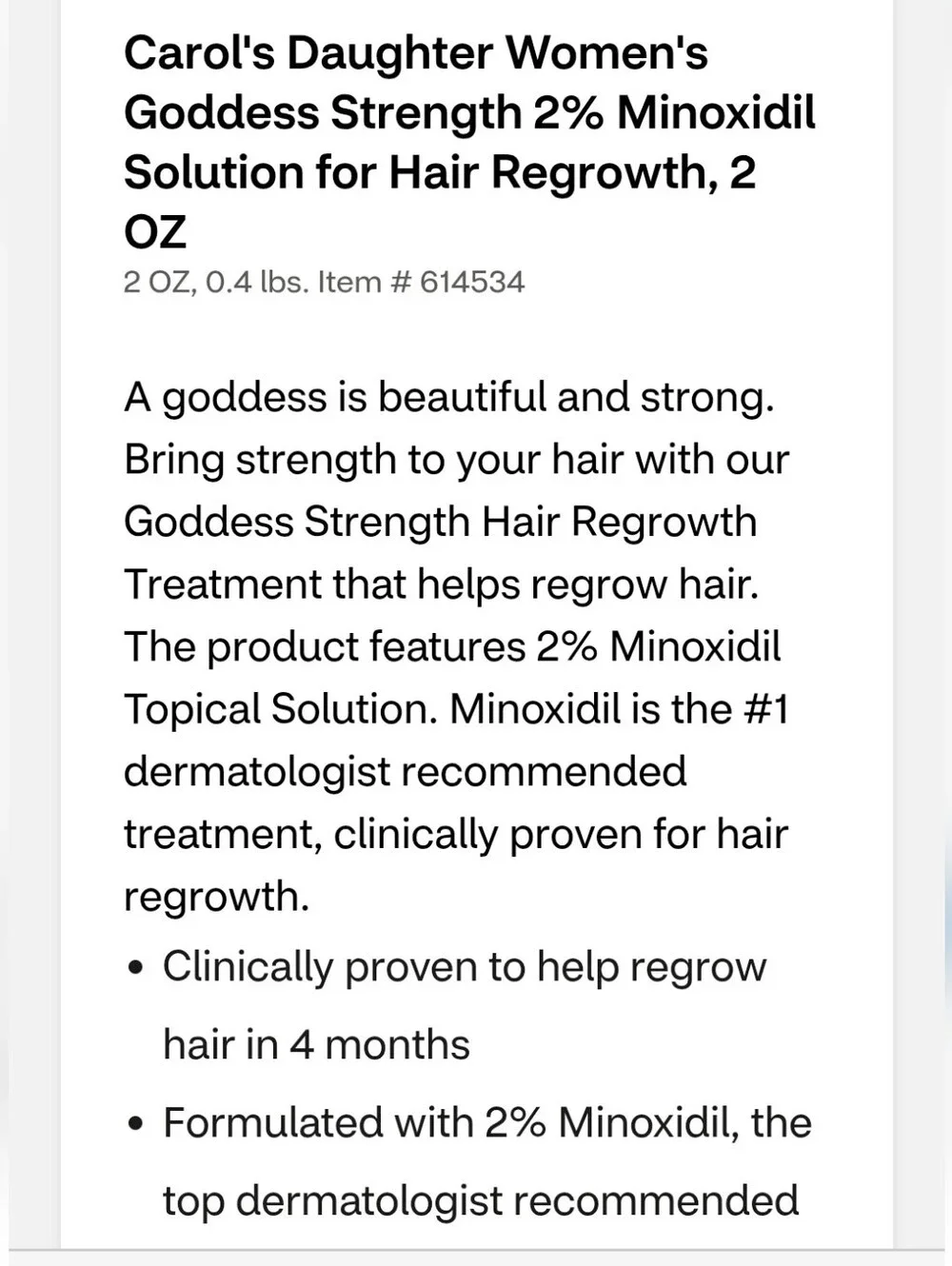 Carol's Daughter Goddess Strength 2% Minoxidil Solution Hair Regrowth Treatment